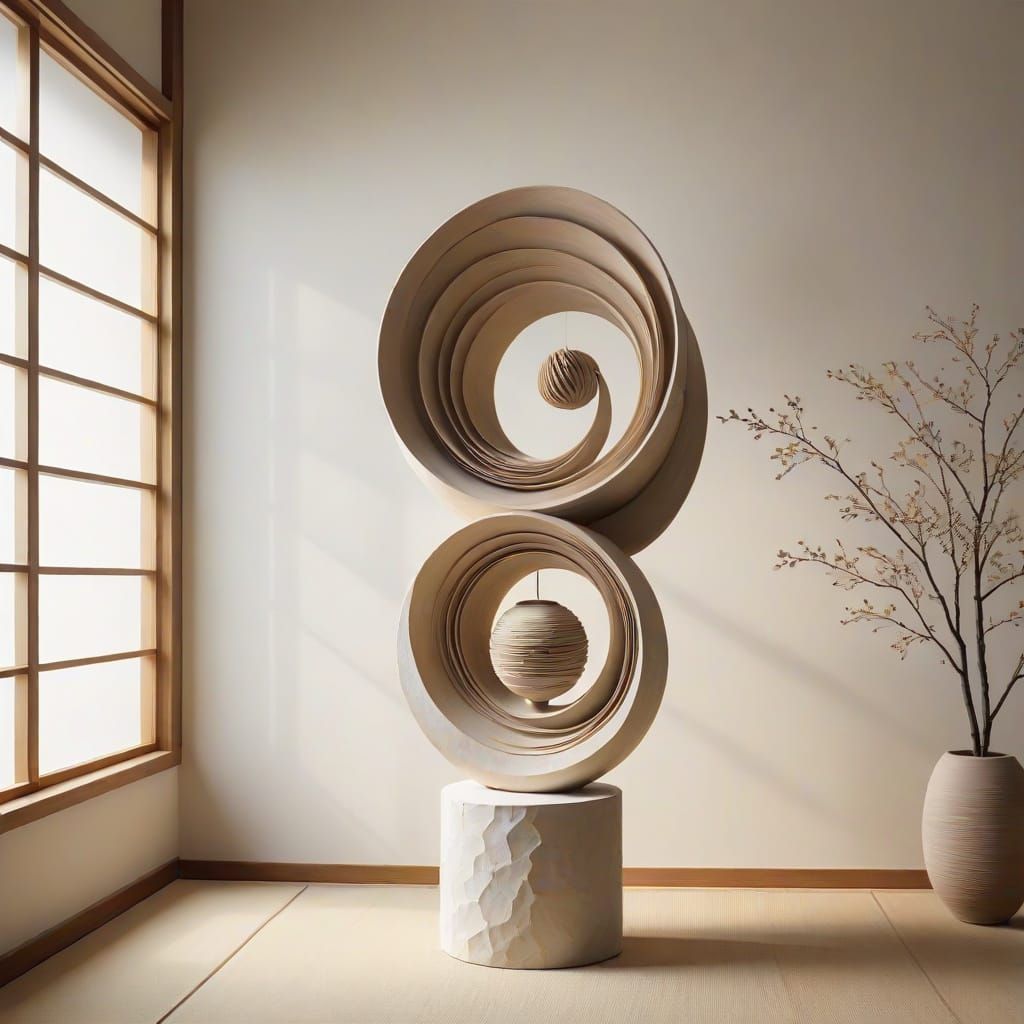 Surreal Minimalist Sculpture in Kyoto-Inspired Zen Style