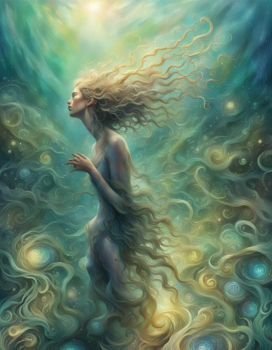 Mystical Oceanic Woman in Fantasy Realism Style