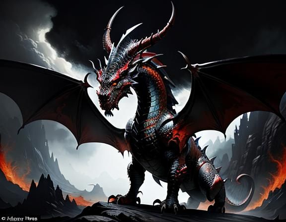 Fiery Dragon in Dynamic Fantasy Art Style