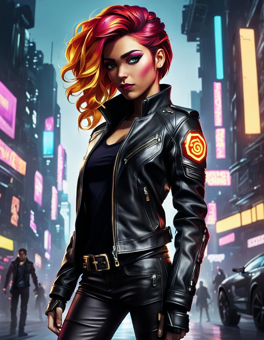 Sunset Shimmer in Cyberpunk Leather Jacket