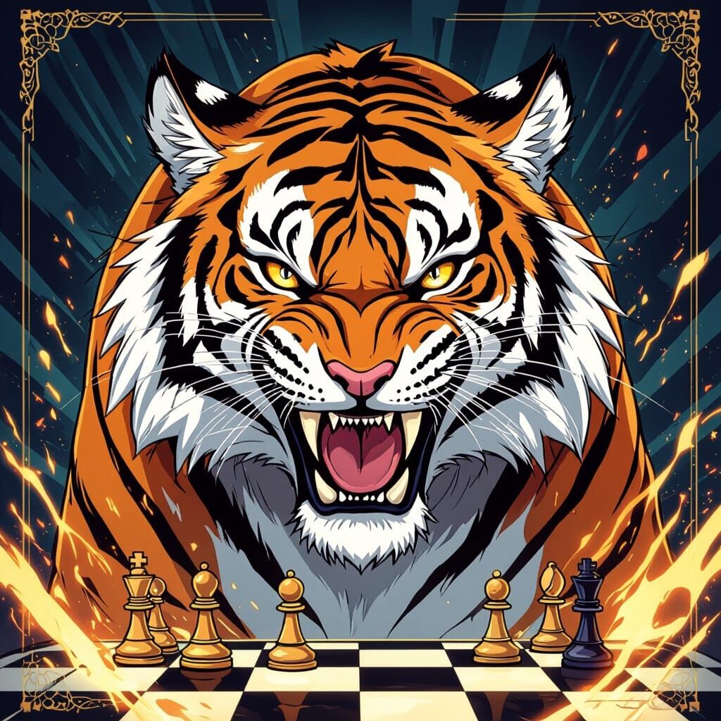 Manga Tiger Roaring for Chess Book Cover