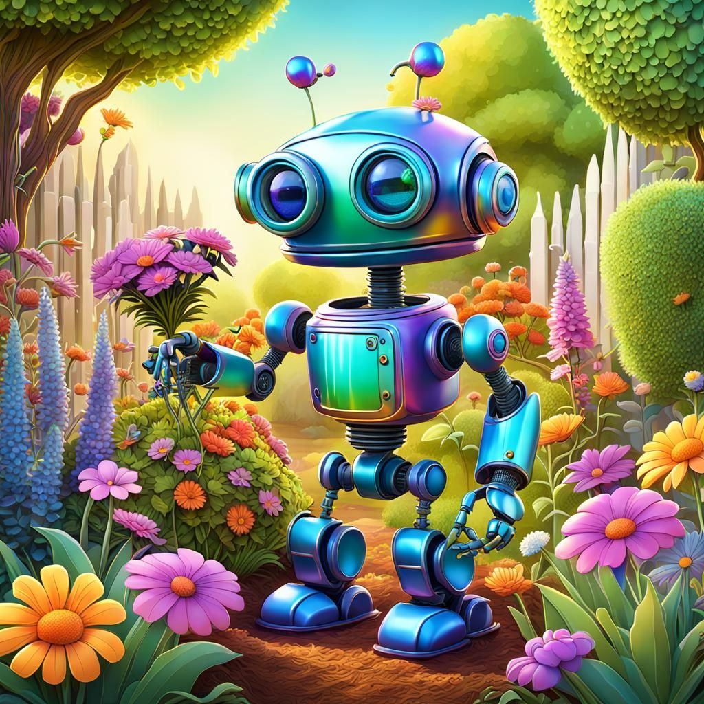Adorable Robot Butler Doing Some Gardening