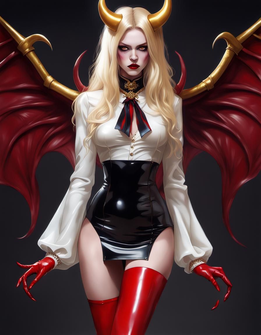 Demon Queen in Latex and Gold, Fantasy Art