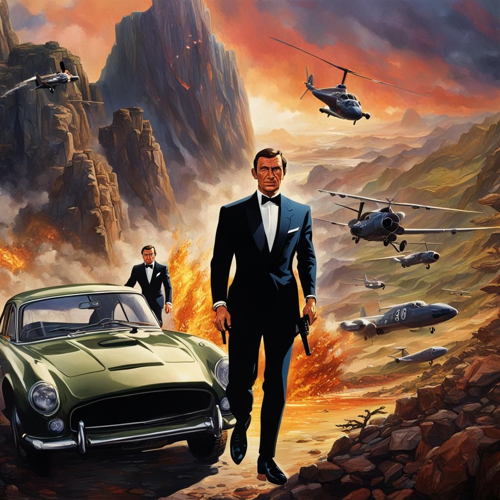 James Bond Action Scene: Detailed Matte Painting