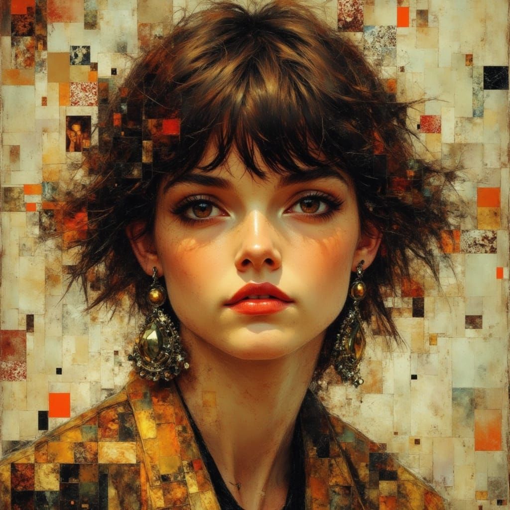 Fantasy Portrait in Collage Style with Earth Tones