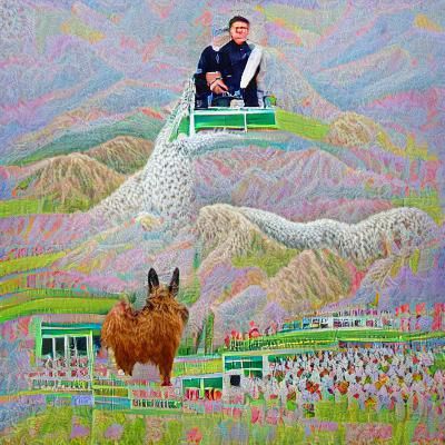 Kim Jong Un Rides Llama: Pointillist Art