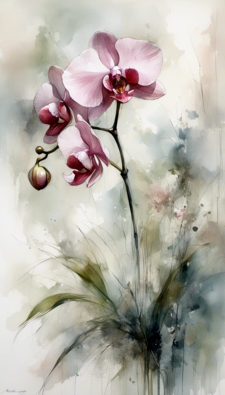 Elegant Pink Orchid on White Background