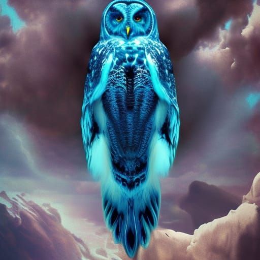 Epic Owl Dolphin Hybrid in Digital Matte Painting