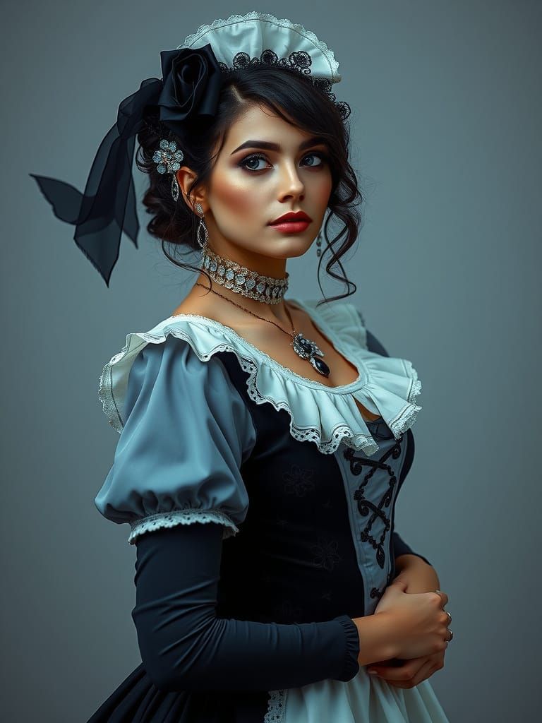 Gothic Victorian Maid Portrait with Dramatic Lighting