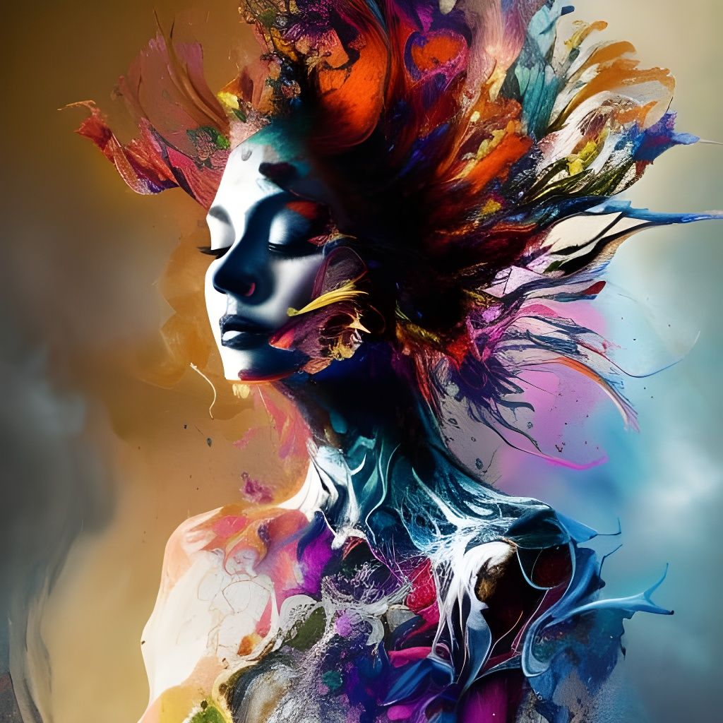 Serene Yoga in Inkblot Style