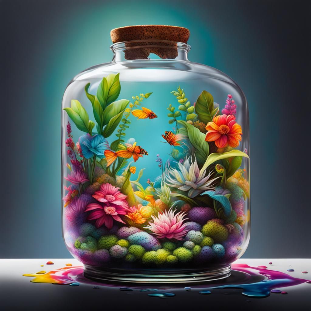 Terrarium in Glass Bottle as Graffiti Art