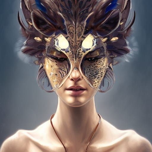 Human-Owl-Cheetah Hybrid Concept Art Portrait
