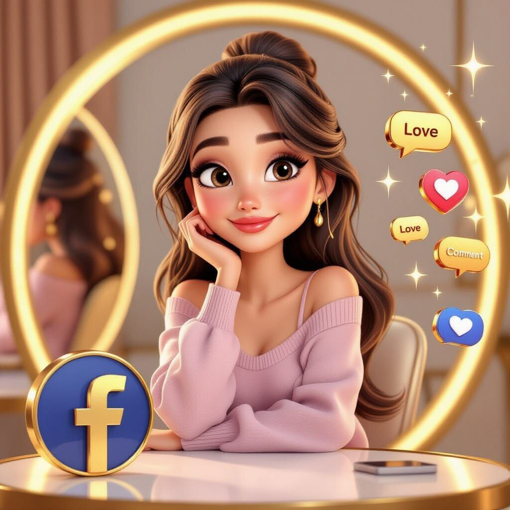 Sophisticated Young Woman in Pixar Style 3D Portrait