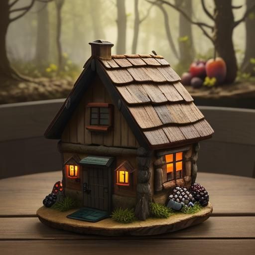 Whimsical Forest Cottage for Hedgehog and Fruit