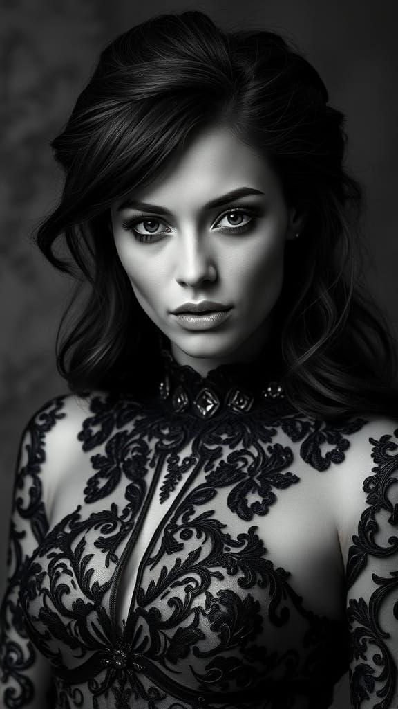 Gothic Black & Grey Sensual Portrait