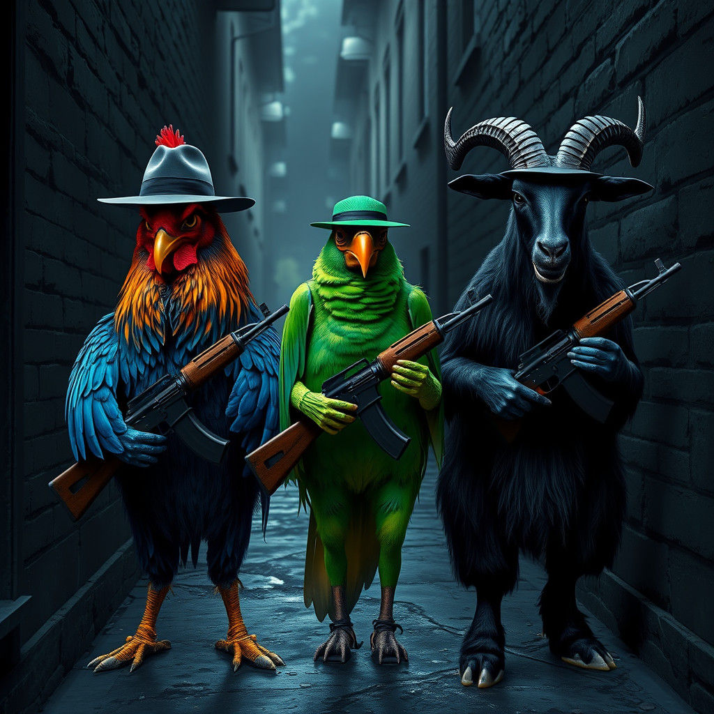 Mysterious Alleyway Guardians in Noir Style