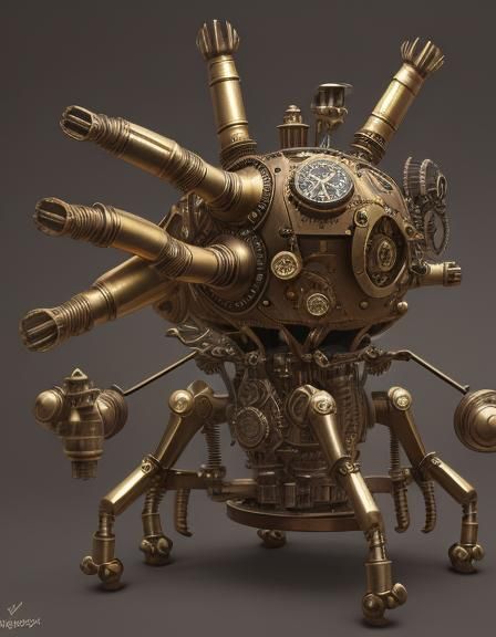 Steampunk Brass Spider with Engine
