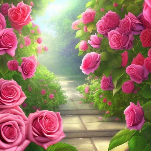 Vivid Roses: Highly Detailed Anime-Inspired Digital Art