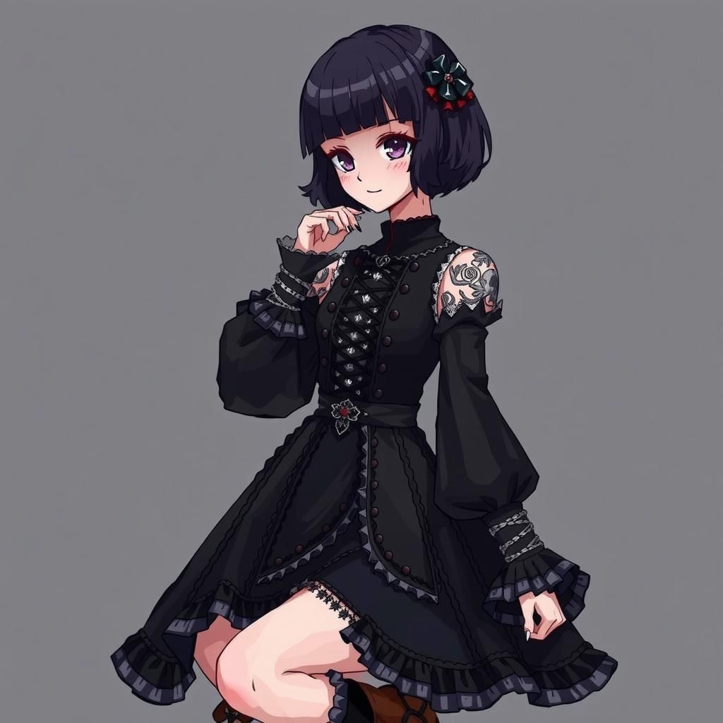 Gothic Girl in Pixel Art Style