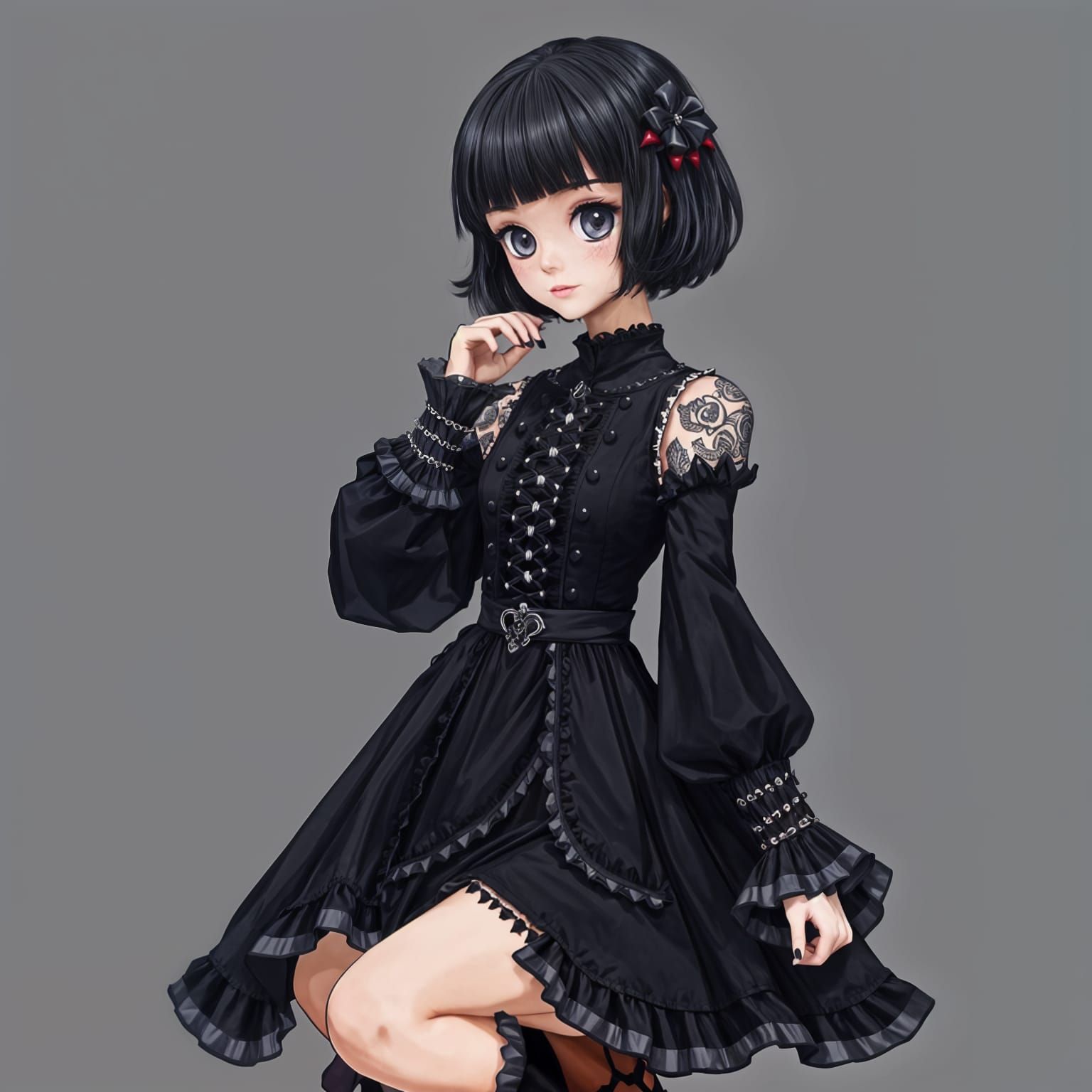 Gothic Girl in Pixel Art Style