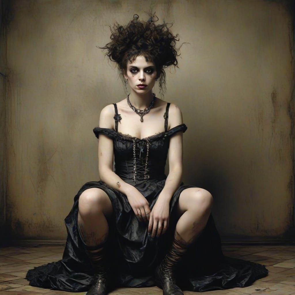 Gothic Female Portrait in Burton & Saudek Style