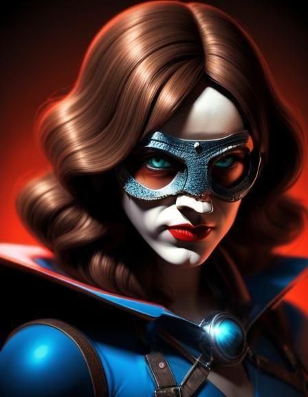 Vermillion Superhero in Expressionist Digital Art