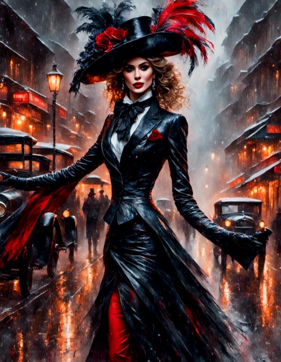 beautiful female deviless in a suit