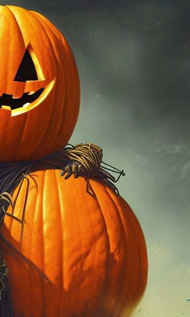 Halloween Scarecrow God Portrait in Horror Art Style