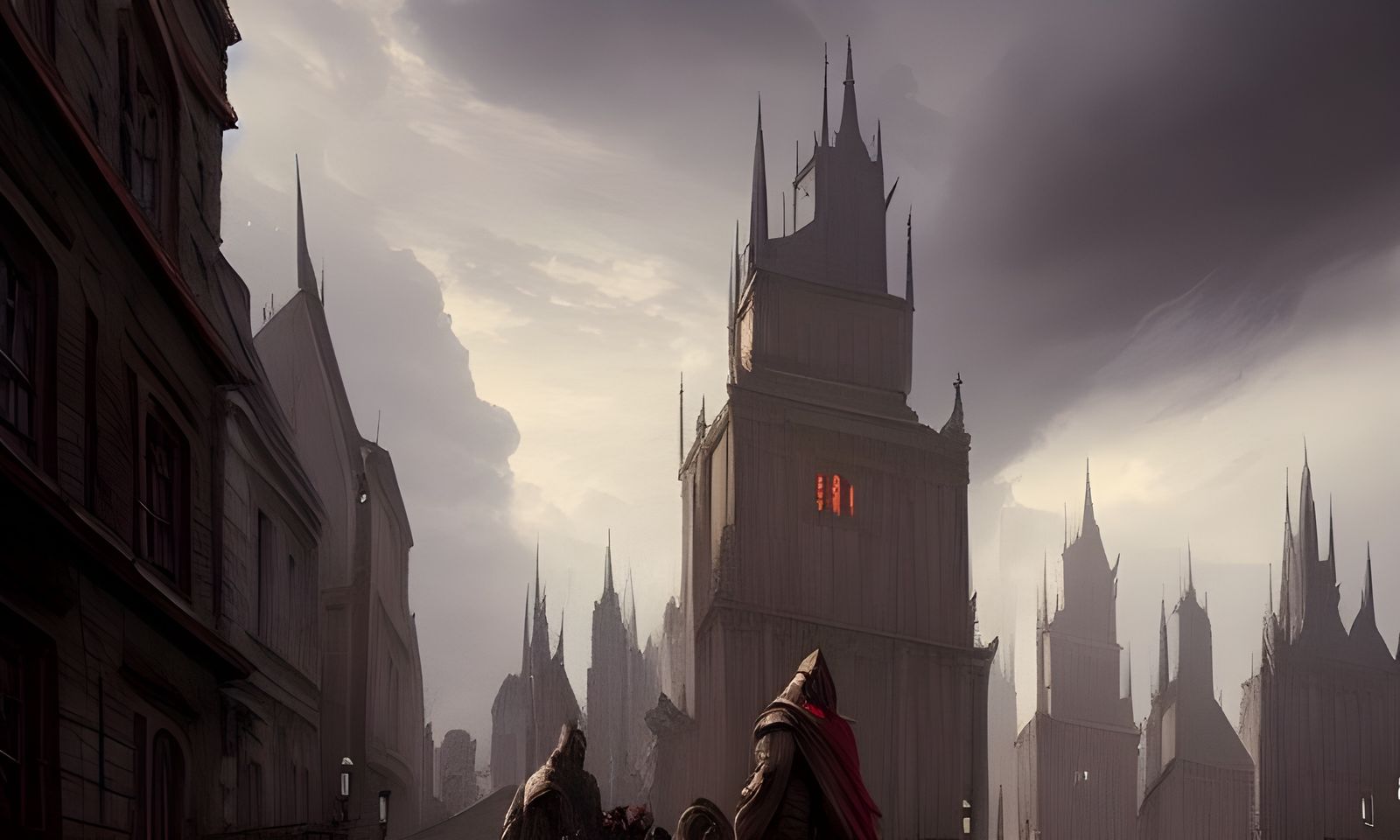 Sinister Medieval City Street in the Middle Ages