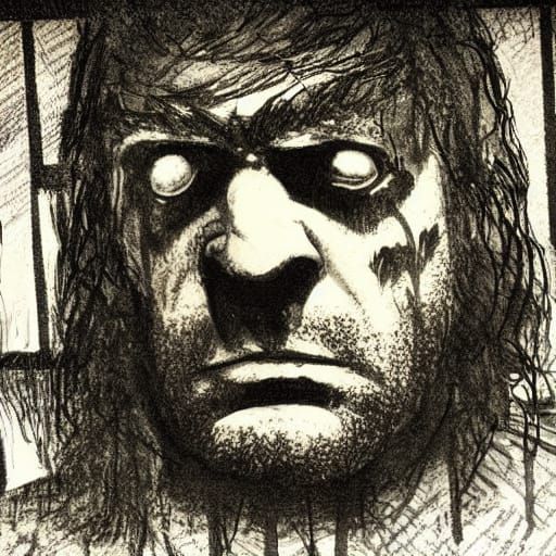 Troubled Man in Film Noir Style