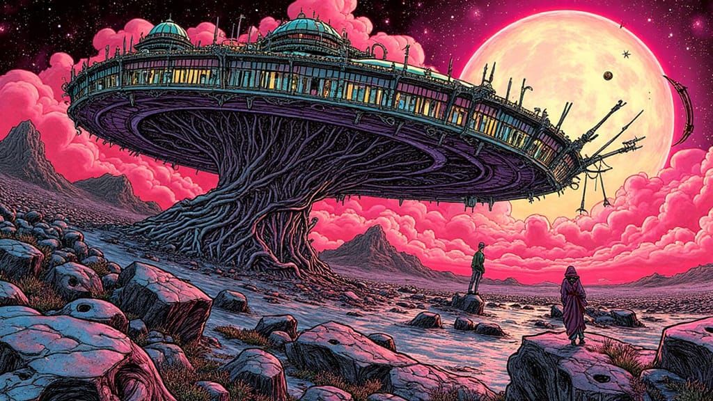 Vibrant Fantastical Worlds in Philippe Caza Style