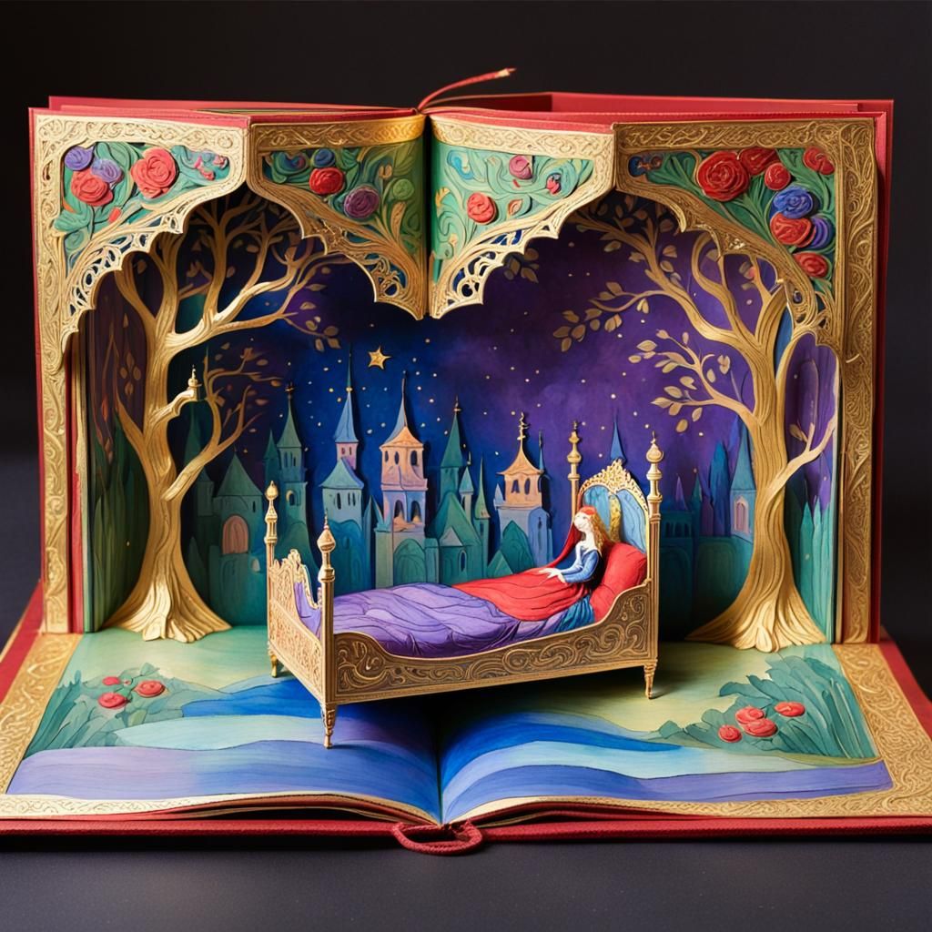 Sleeping Beauty Pop-Up Book in Gouache and Watercolor
