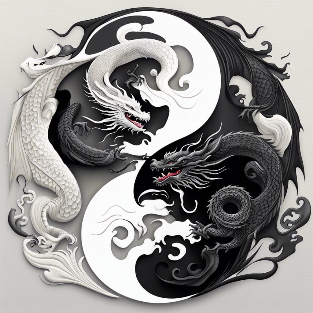 Yin Yang: Black and White Dragons in Harmony