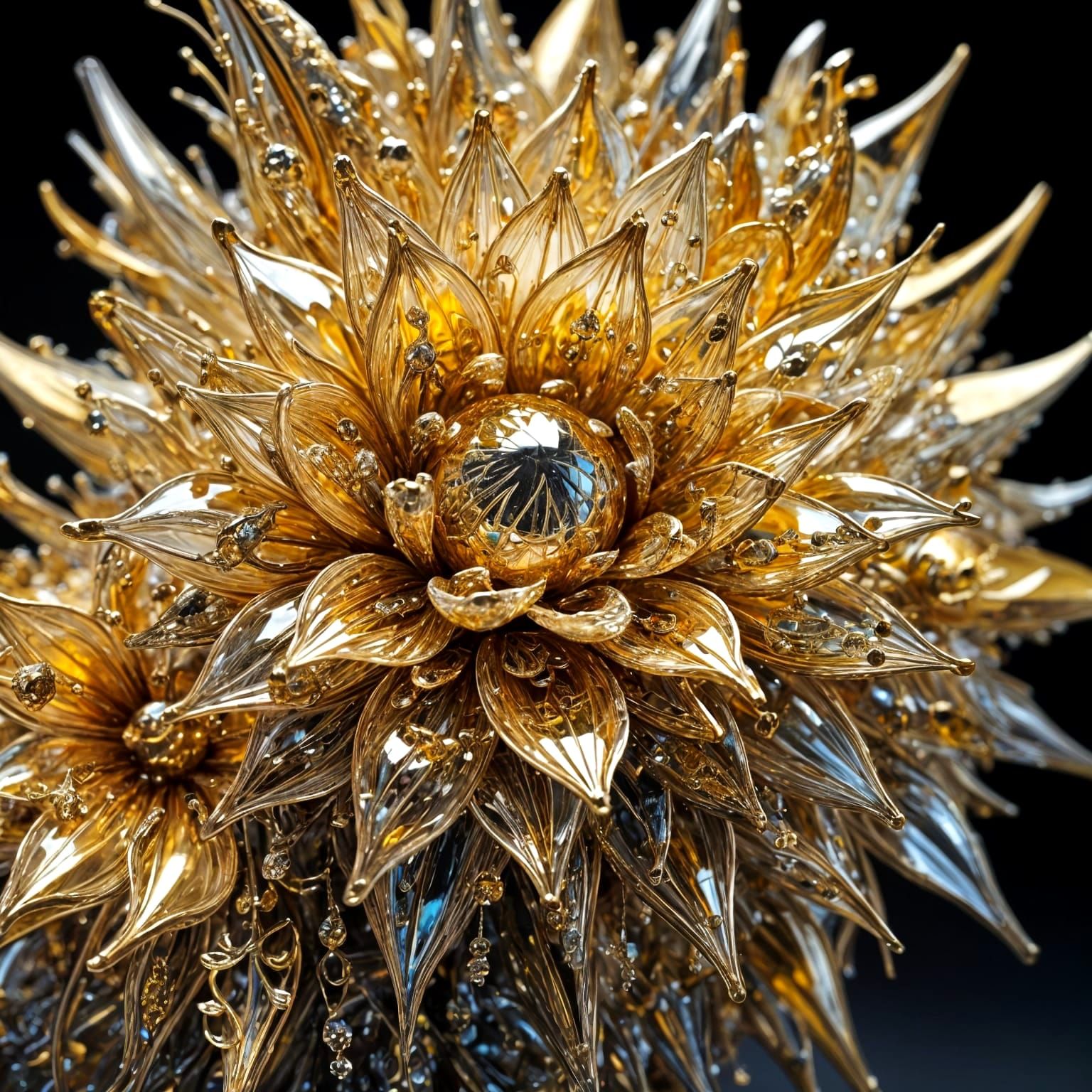 Golden Glass Masterpiece in Hyperrealistic Detail