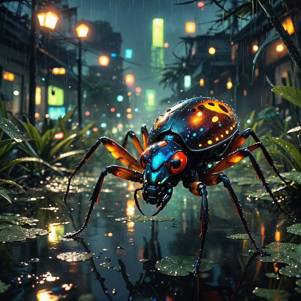 Crazy Bug Rampage in Florida Everglades: Anime Art