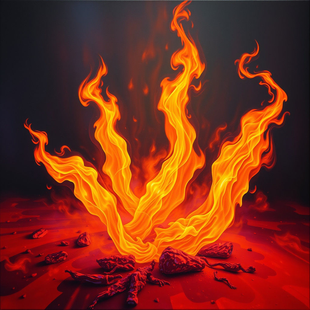 Ethereal Fire Objects in a Surreal Dreamscape