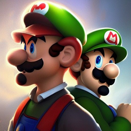 Hyperdetailed Portrait of Mario and Luigi