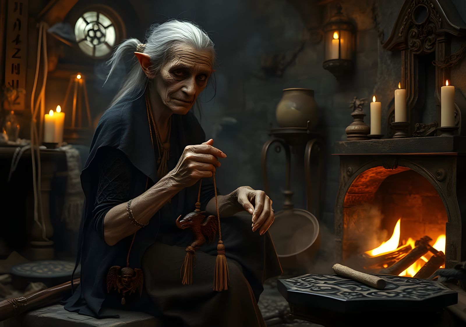 Ethereal Celtic Druidess in Ancient Ceremonial Room