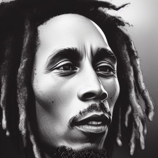 Bob Marley Portrait in Dynamic Splash Art Style