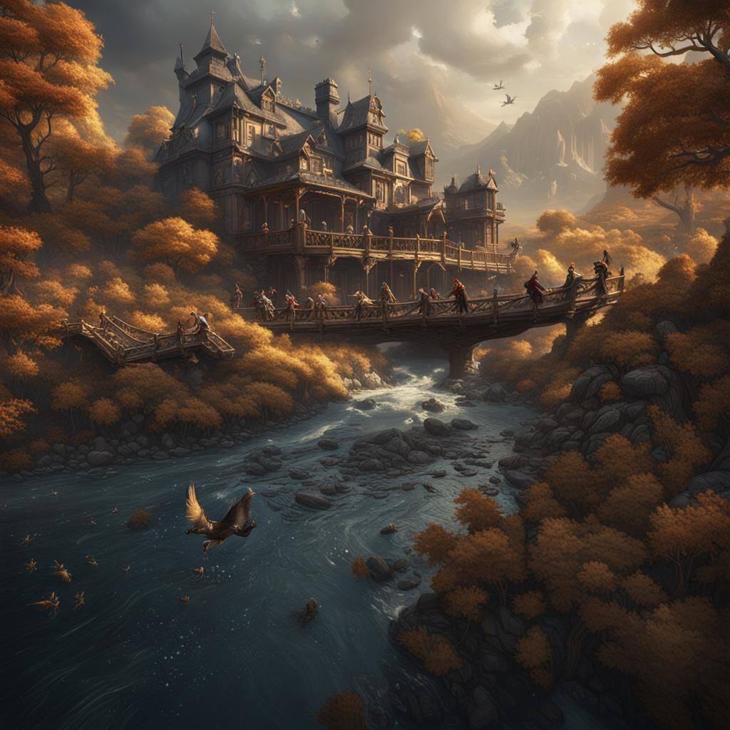 Fantastical Wild Goose Chase in Detailed Matte Painting