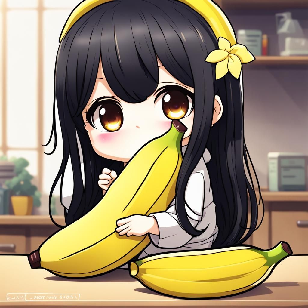 Chibi Anime Girl as a Banana in 4K