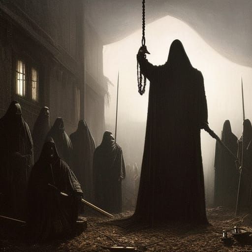 Sinister Hangman in Shadows, Horror Art