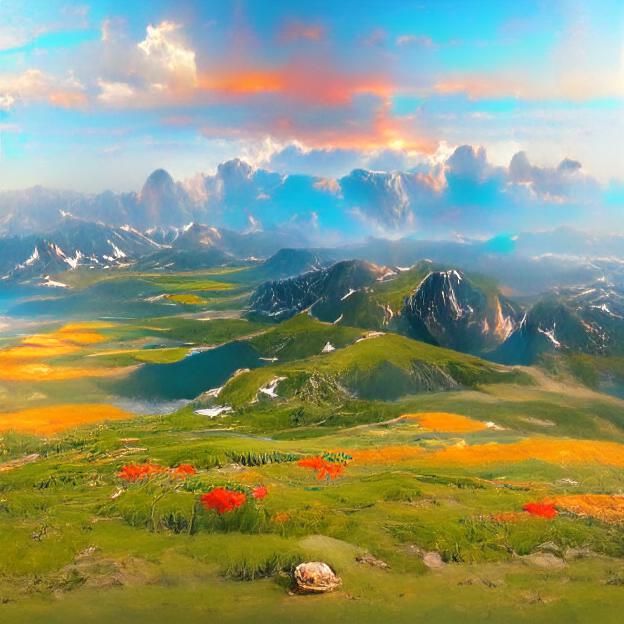Vast Prairie Landscape with Clear Blue Lakes
