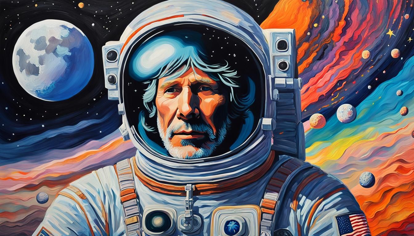 Roger Waters as Astronaut in Gouache Style