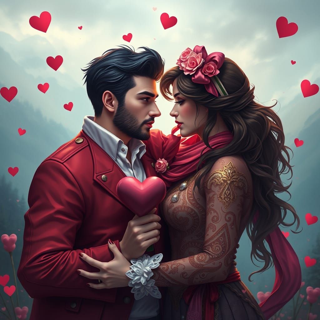 Romantic Fantasy Pin-Up in Deep Colors