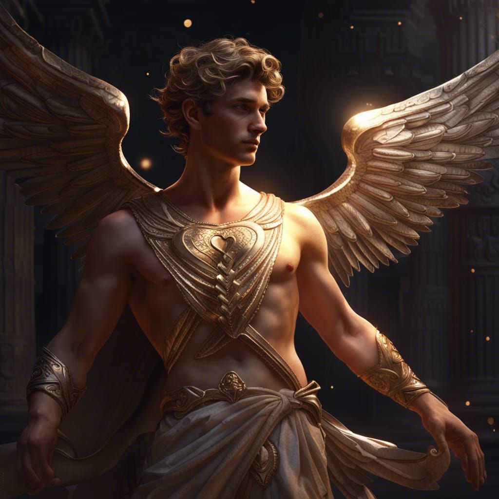 Eros, God of Love, in Dark Fantasy Concept Art
