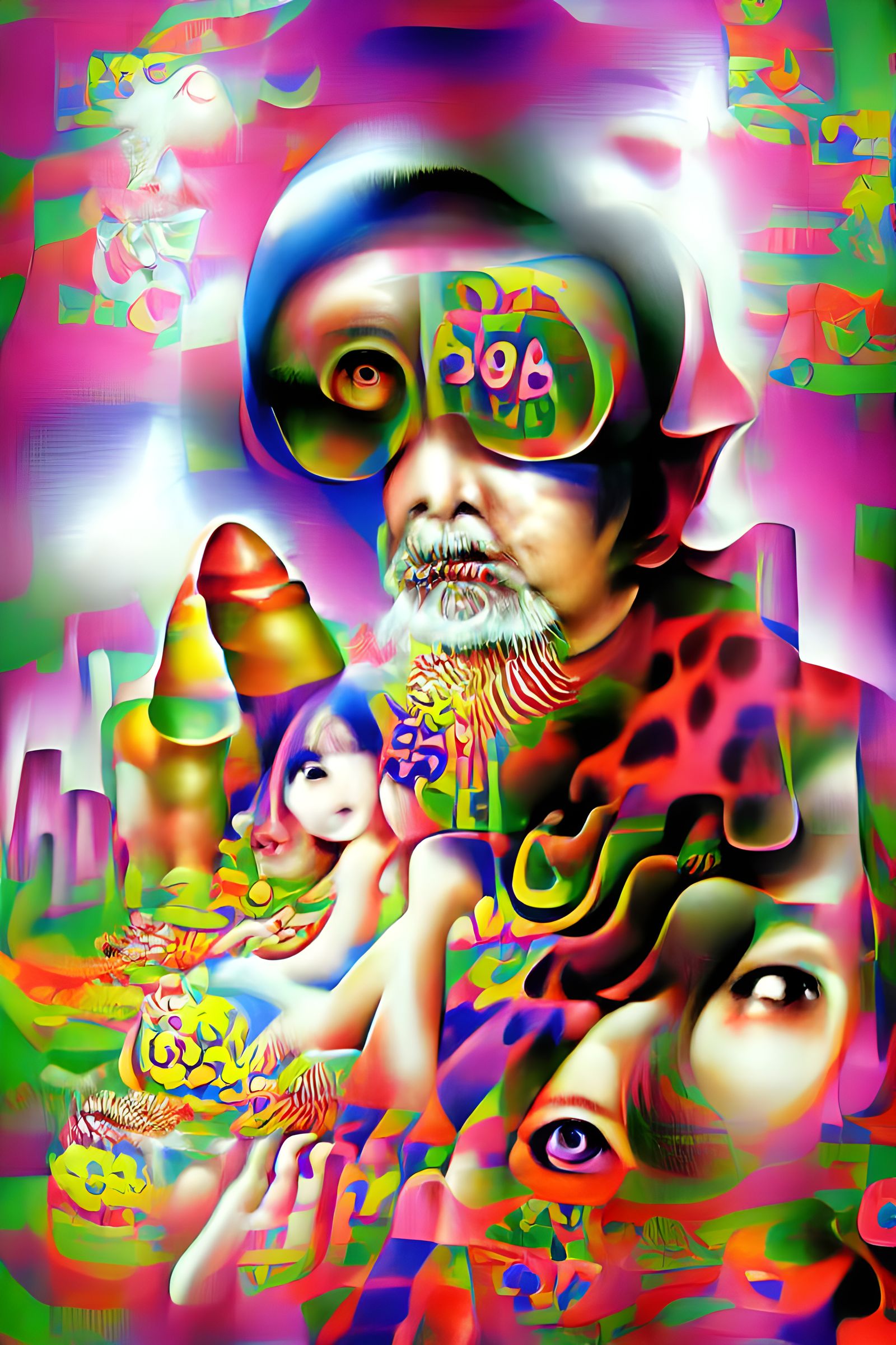 Digital Age Psychedelic Pop Art Poster