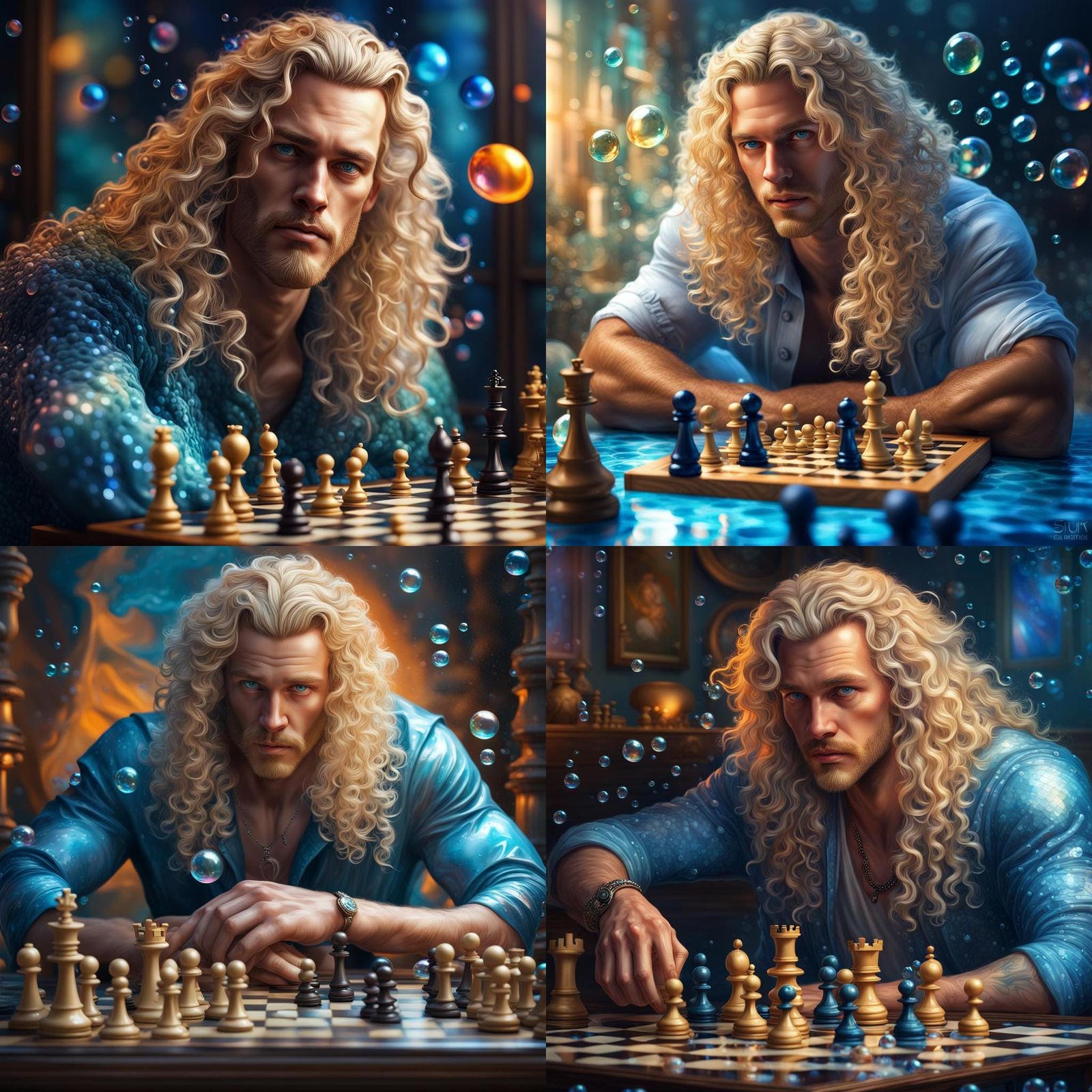 Merman Chess Master in Hyperreal Style