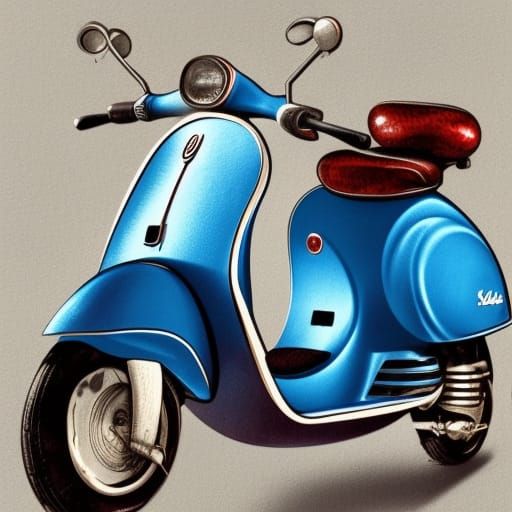 Hyperrealistic Vespa Scooter with Many Mirrors