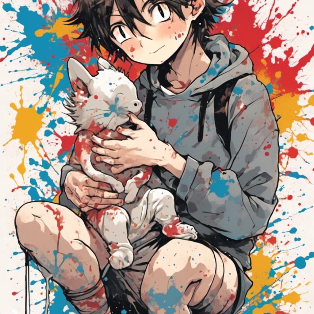 Anime Style: Teenage Boy in Diaper